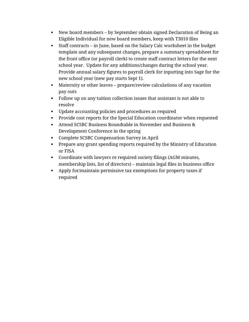 Business Manager Procedures Sample Manual